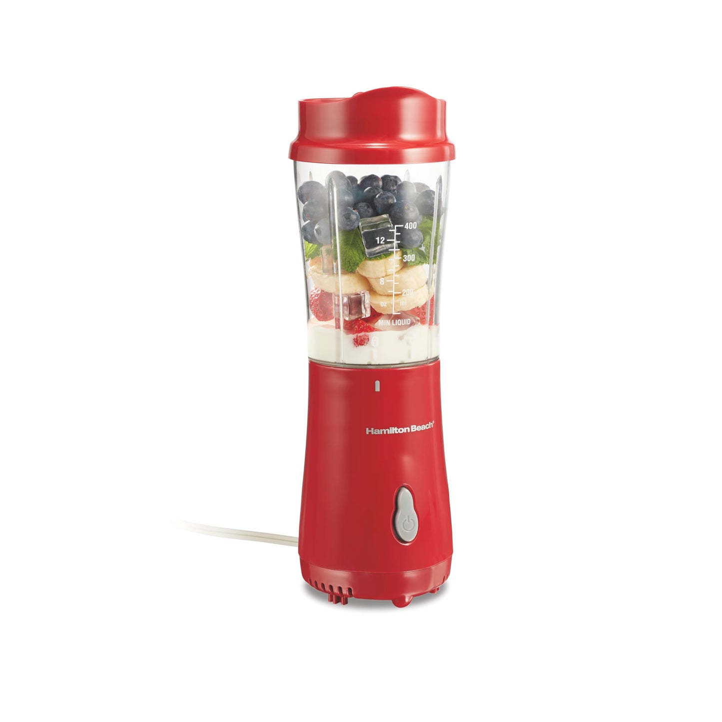 Hamilton Beach Portable Blender for Shakes and Smoothies, 14 Oz BPA Free Travel Cup & Lid, Durable Stainless Steel Blades, Personal Smoothie Blender, Coral (51171)
