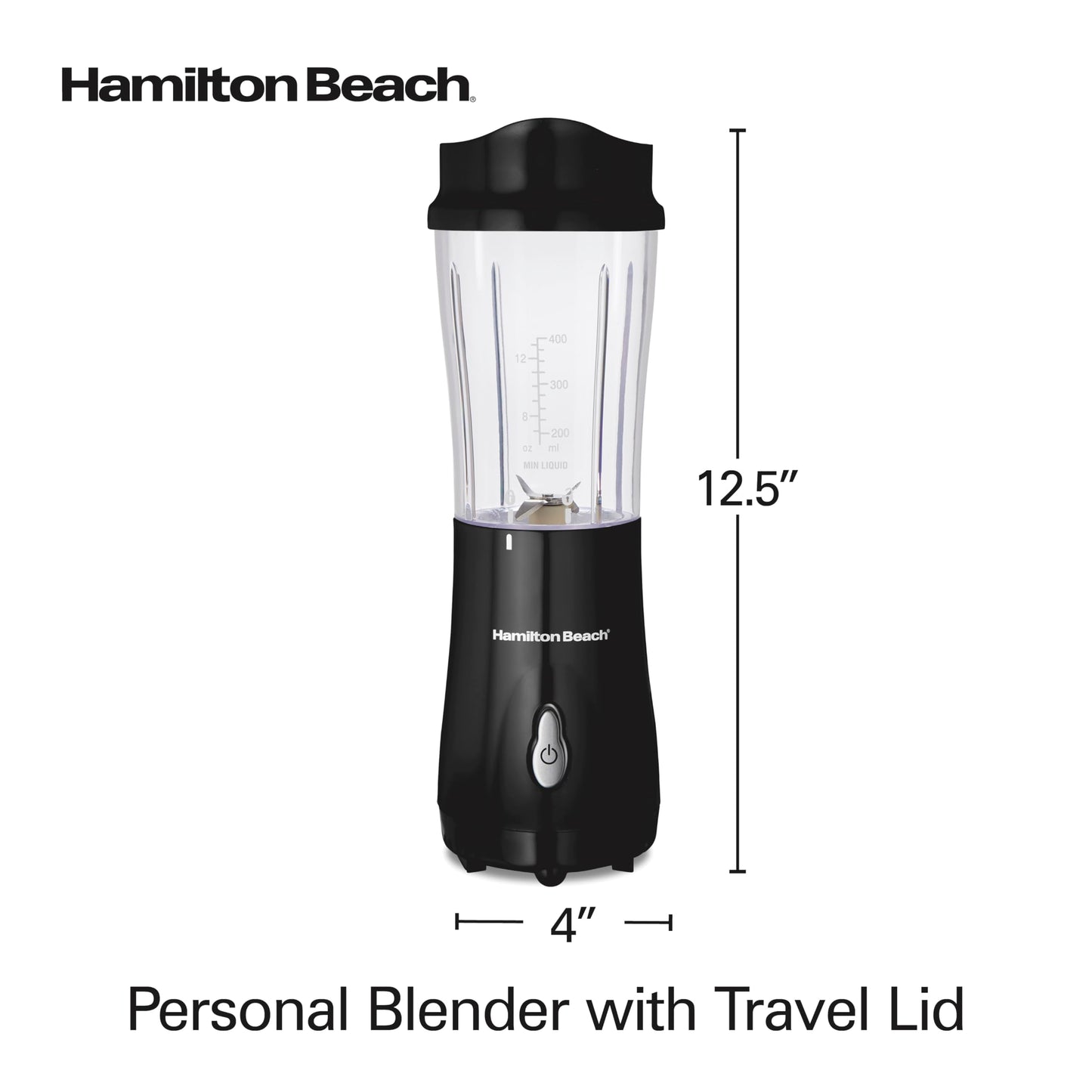 Hamilton Beach Portable Blender for Shakes and Smoothies, 14 Oz BPA Free Travel Cup & Lid, Durable Stainless Steel Blades, Personal Smoothie Blender, Coral (51171)