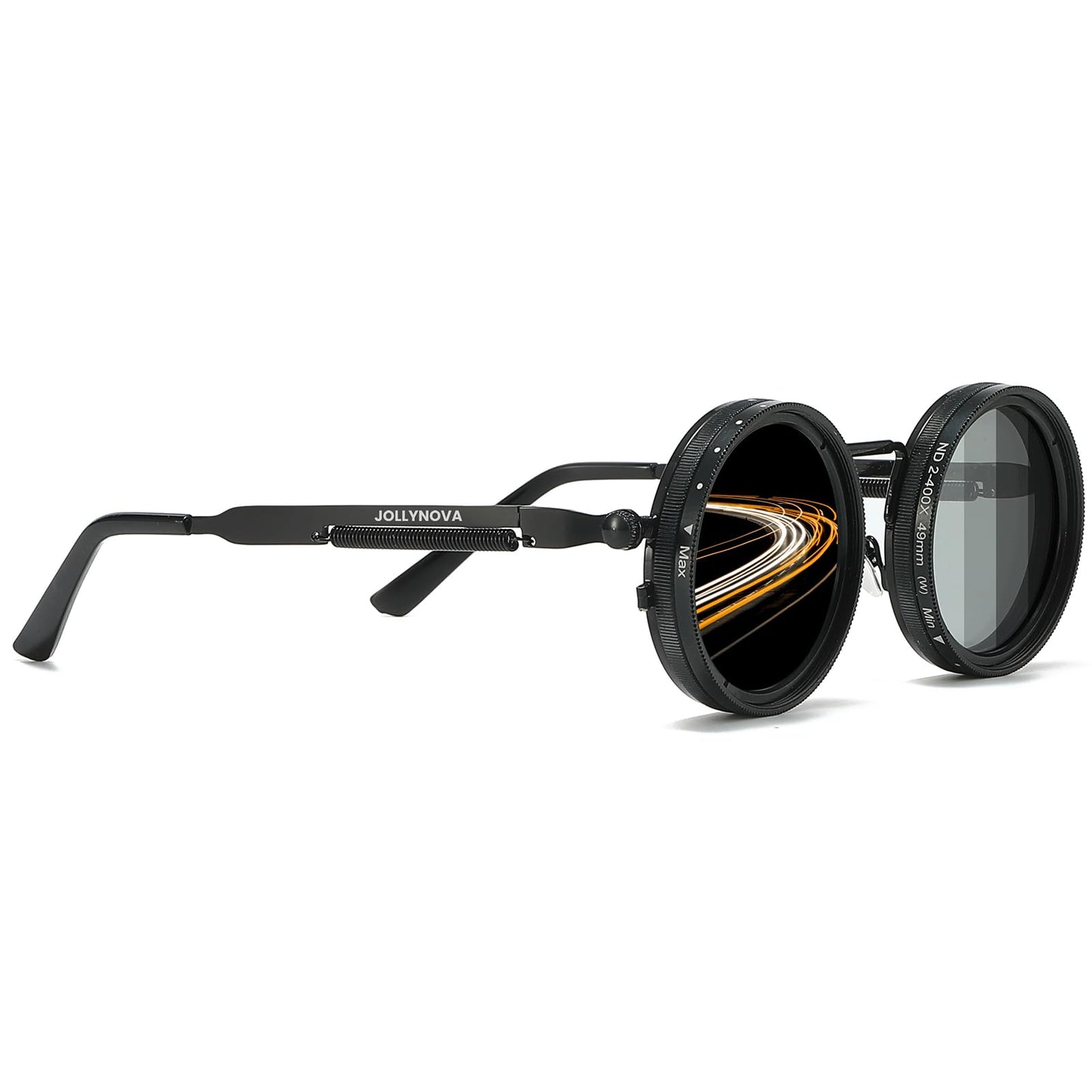 Adjustable Tint Sunglasses, 1-9 Gears Nightshift Glasses Retro Round Polarized Dimming Glasses ND Filter Lenses