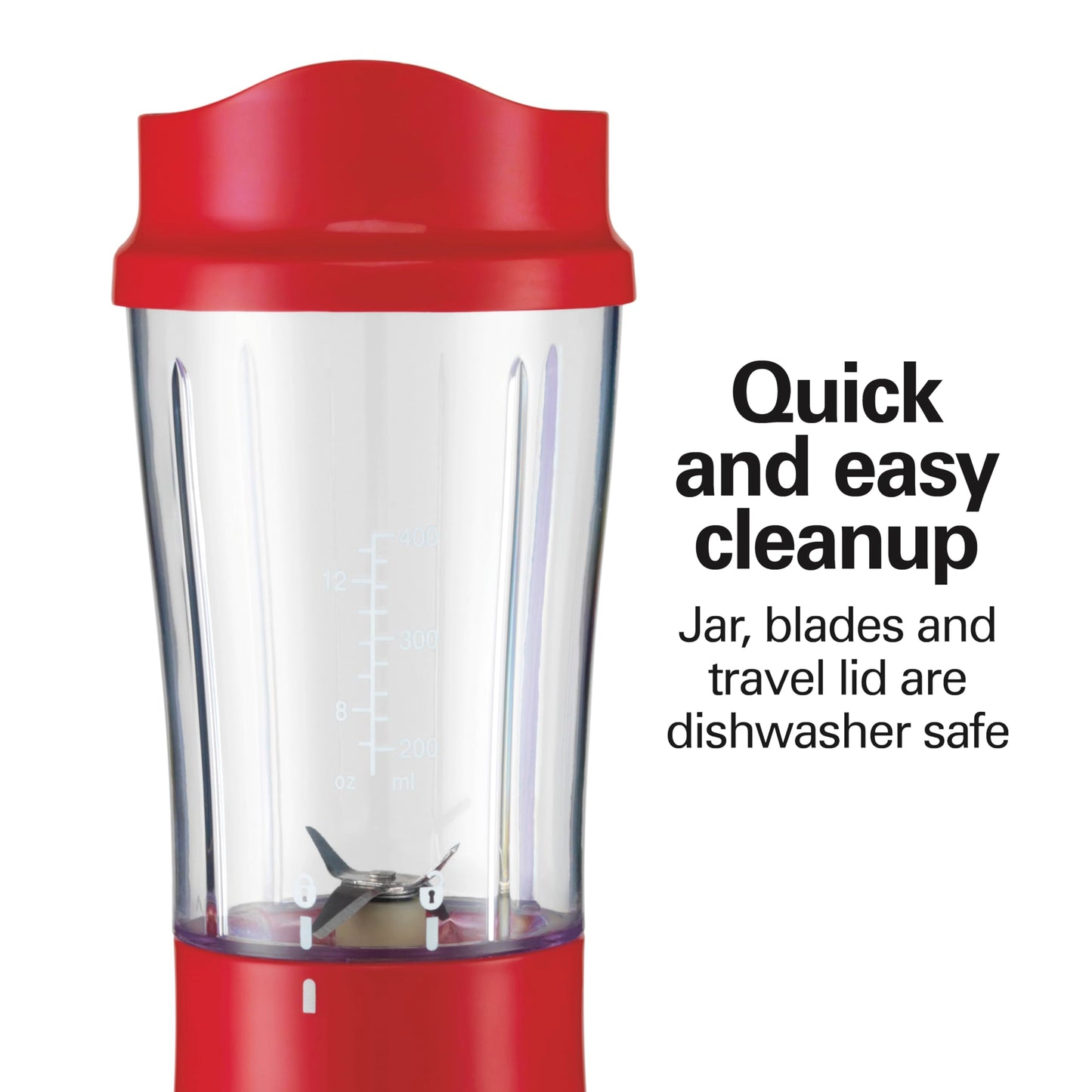 Hamilton Beach Portable Blender for Shakes and Smoothies, 14 Oz BPA Free Travel Cup & Lid, Durable Stainless Steel Blades, Personal Smoothie Blender, Coral (51171)