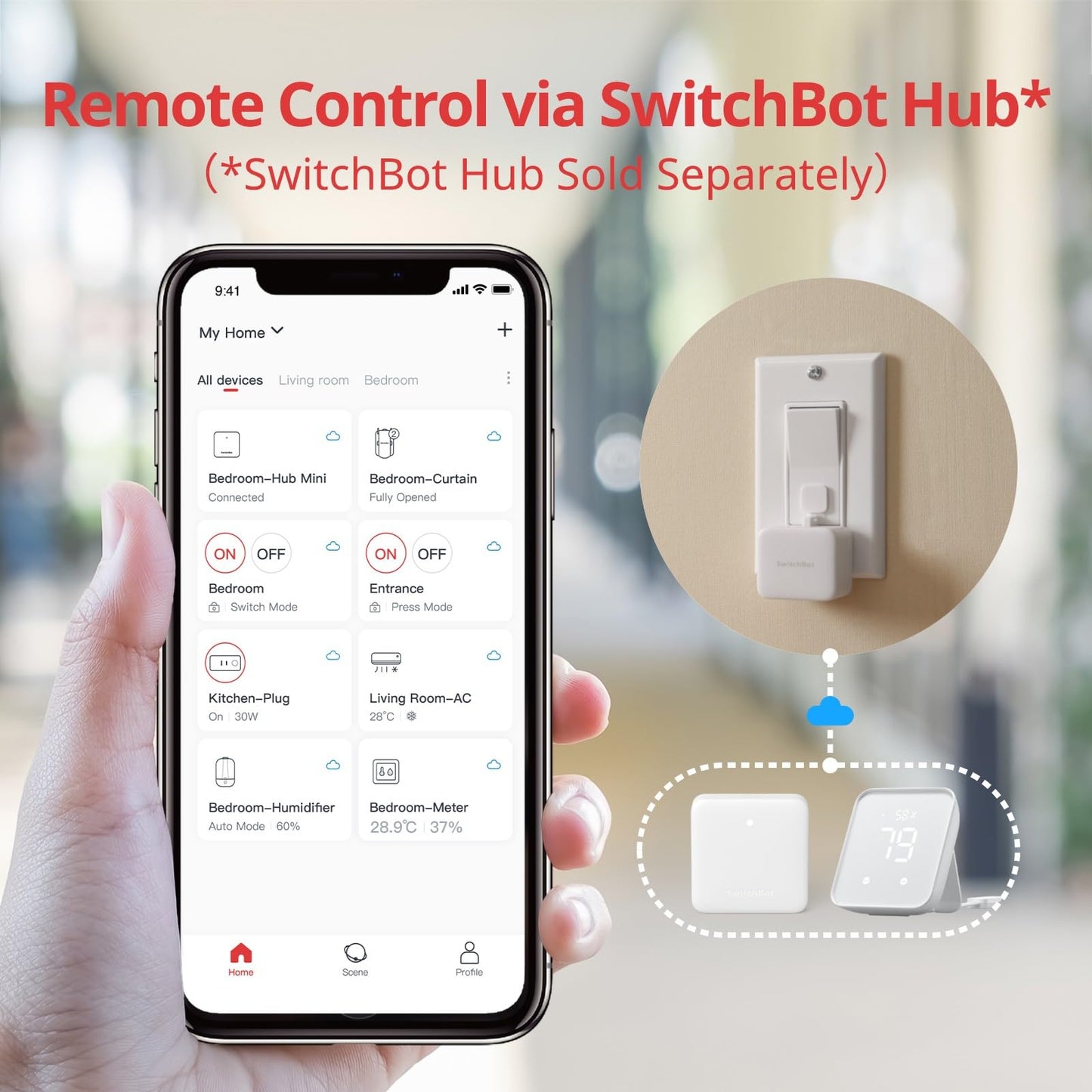 SwitchBot Smart Switch Button Pusher - Bluetooth Fingerbot for Rocker Switch/One-Way Button, Automatic Light Switch, Timer and APP Control, Works with Alexa When Paired with SwitchBot Hub (White)