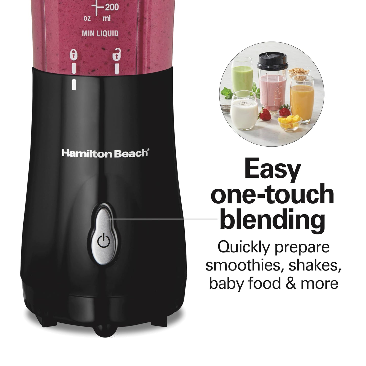 Hamilton Beach Portable Blender for Shakes and Smoothies, 14 Oz BPA Free Travel Cup & Lid, Durable Stainless Steel Blades, Personal Smoothie Blender, Coral (51171)