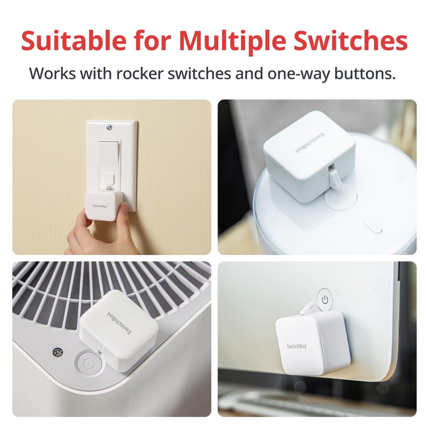 SwitchBot Smart Switch Button Pusher - Bluetooth Fingerbot for Rocker Switch/One-Way Button, Automatic Light Switch, Timer and APP Control, Works with Alexa When Paired with SwitchBot Hub (White)