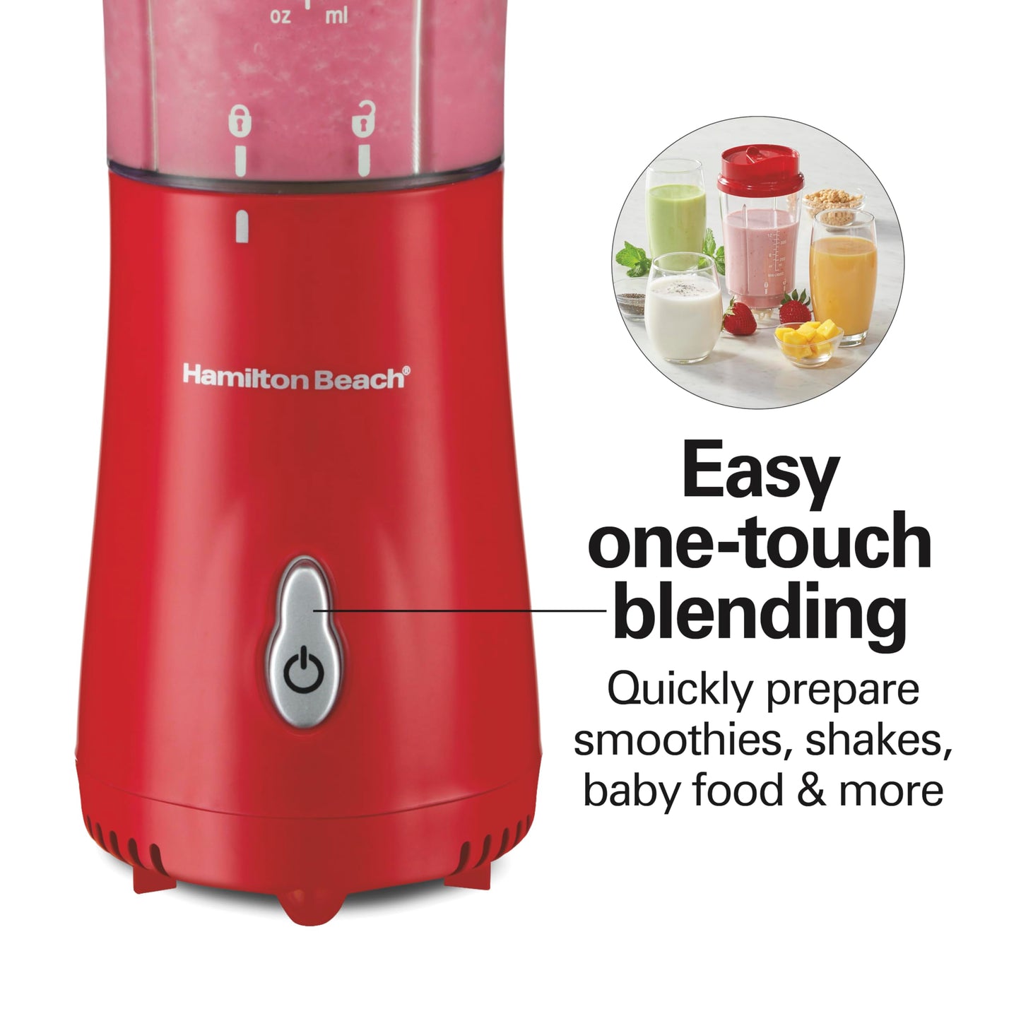 Hamilton Beach Portable Blender for Shakes and Smoothies, 14 Oz BPA Free Travel Cup & Lid, Durable Stainless Steel Blades, Personal Smoothie Blender, Coral (51171)