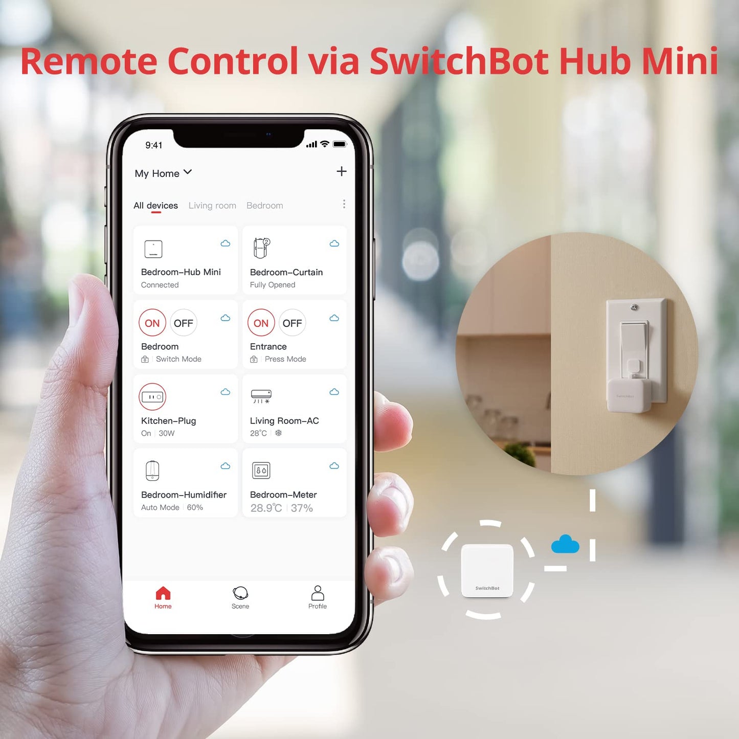 SwitchBot Smart Switch Button Pusher - Bluetooth Fingerbot for Rocker Switch/One-Way Button, Automatic Light Switch, Timer and APP Control, Works with Alexa When Paired with SwitchBot Hub (White)