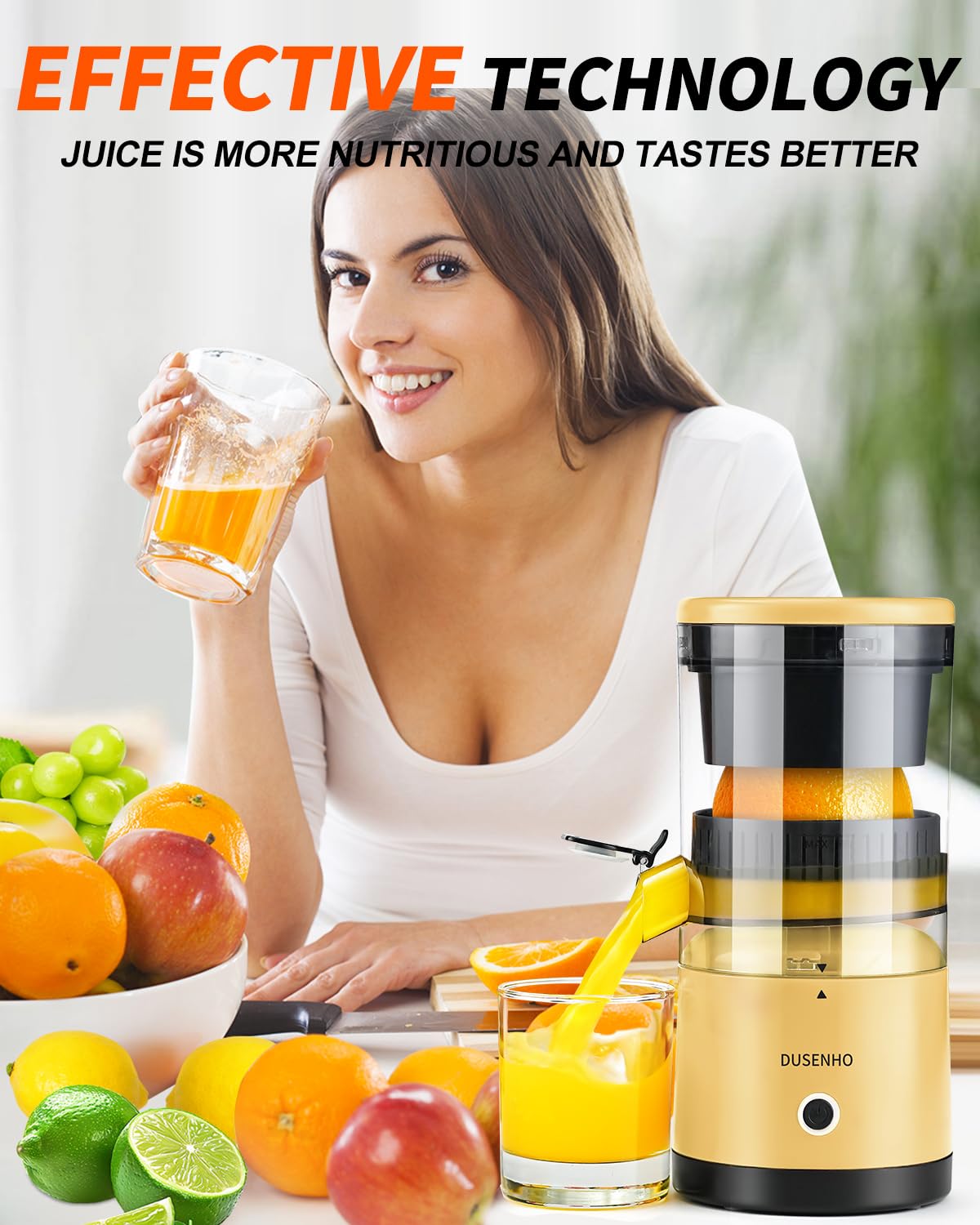 Electric Citrus Juicer Rechargeable - Electric Juicer Machines with USB and Cleaning Brush Portable Compact Juicer for Orange, Lemon, Limes