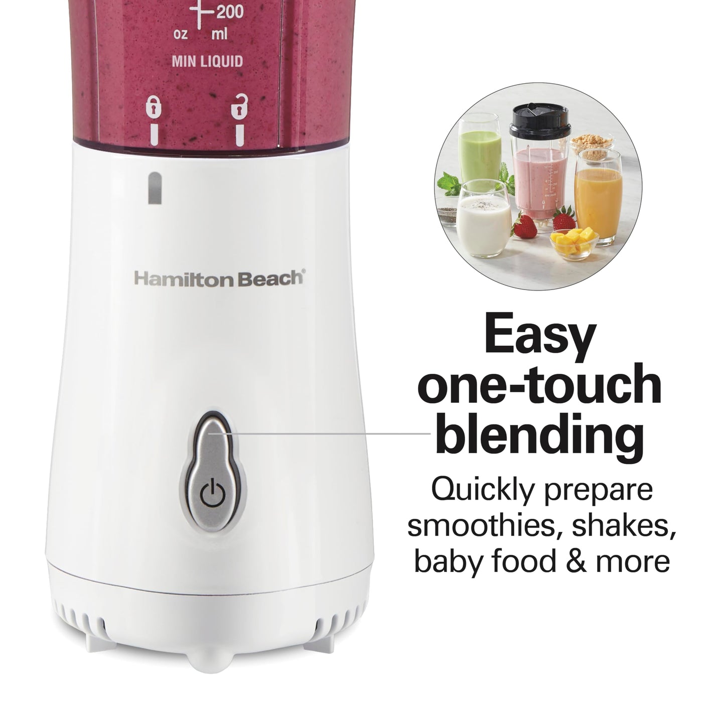 Hamilton Beach Portable Blender for Shakes and Smoothies, 14 Oz BPA Free Travel Cup & Lid, Durable Stainless Steel Blades, Personal Smoothie Blender, Coral (51171)