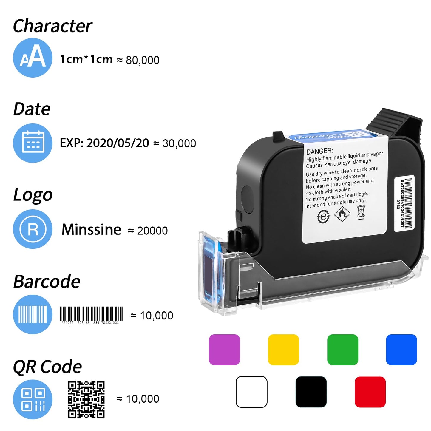 Handheld Inkjet Printer Gun MS-Z10 with 42ml Quick-Drying Ink Cartridge Portable Handheld Printer for Text/Barcode/Logo/QRCode/Counter/Batch Number/Date Coder(Printing Height: 0.08-0.5Inch)
