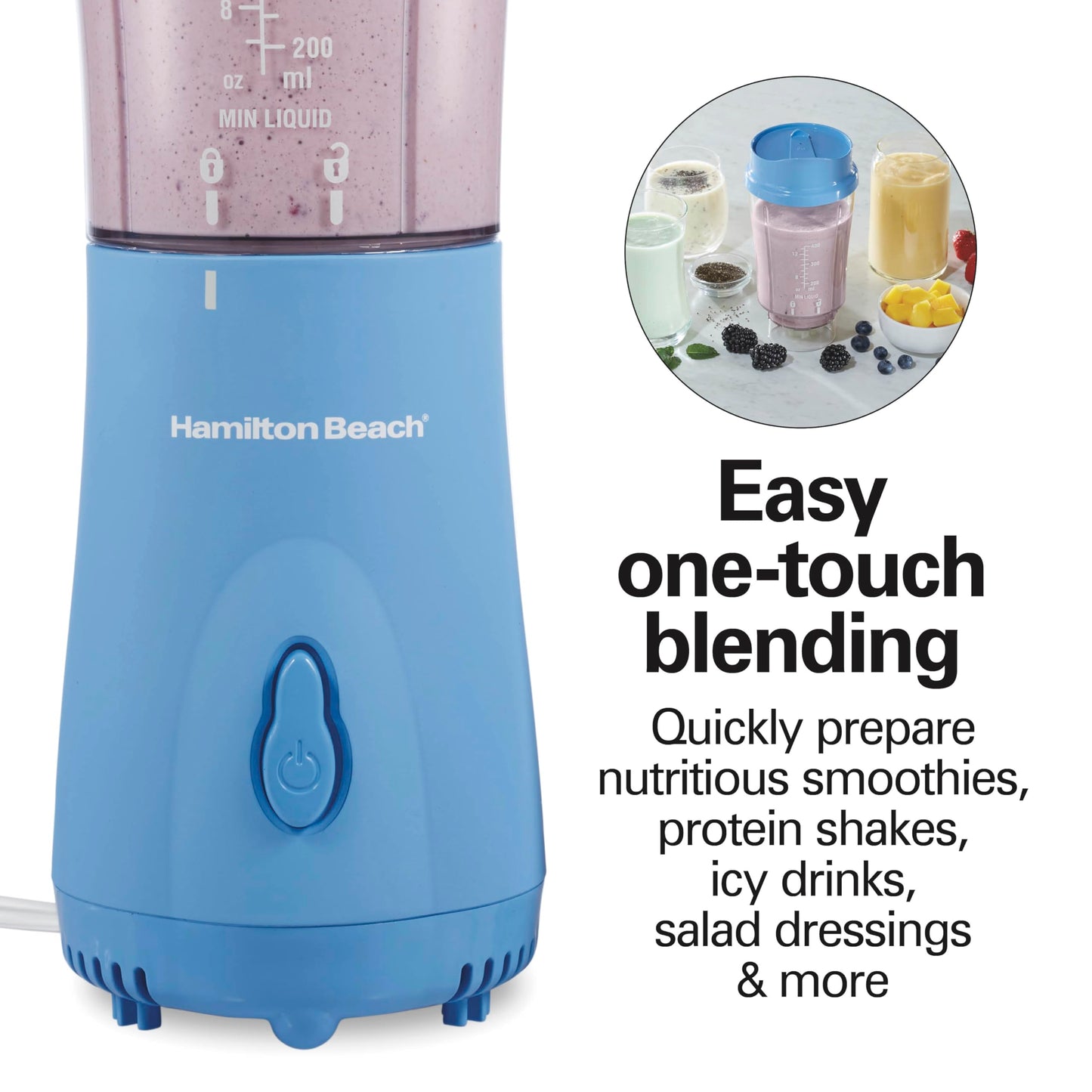 Hamilton Beach Portable Blender for Shakes and Smoothies, 14 Oz BPA Free Travel Cup & Lid, Durable Stainless Steel Blades, Personal Smoothie Blender, Coral (51171)