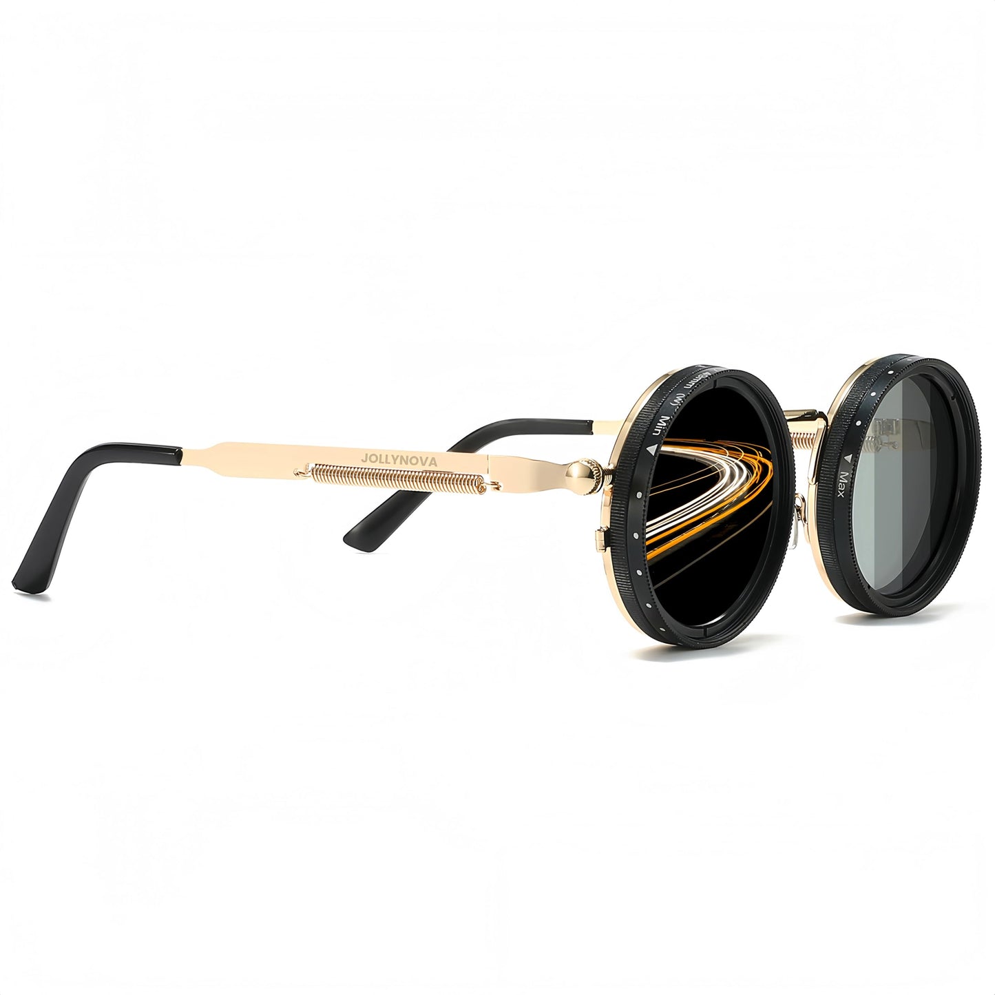 Adjustable Tint Sunglasses, 1-9 Gears Nightshift Glasses Retro Round Polarized Dimming Glasses ND Filter Lenses