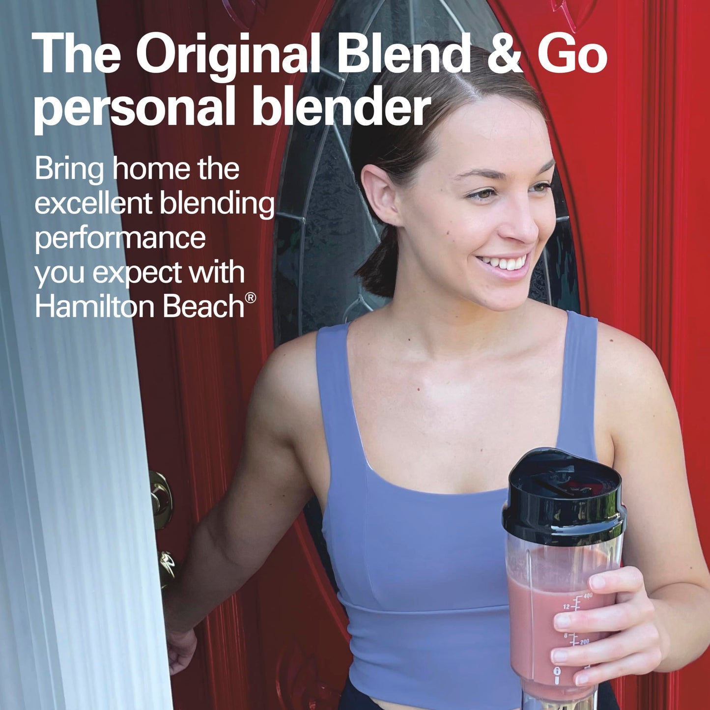 Hamilton Beach Portable Blender for Shakes and Smoothies, 14 Oz BPA Free Travel Cup & Lid, Durable Stainless Steel Blades, Personal Smoothie Blender, Coral (51171)