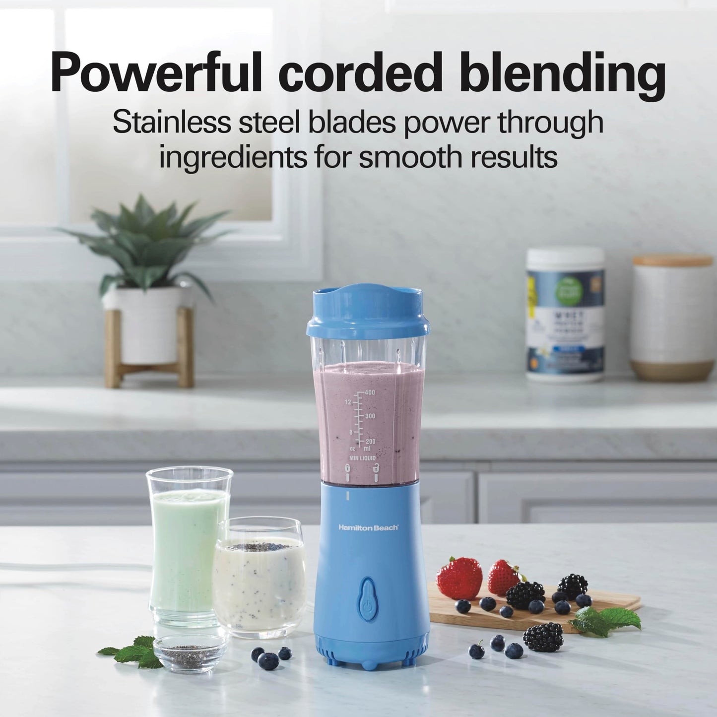 Hamilton Beach Portable Blender for Shakes and Smoothies, 14 Oz BPA Free Travel Cup & Lid, Durable Stainless Steel Blades, Personal Smoothie Blender, Coral (51171)