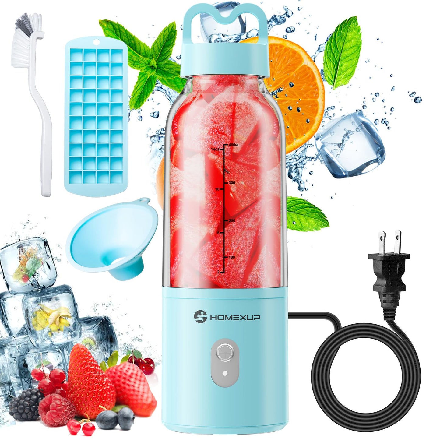 Portable Personal Blender 17 OZ/500 ML Juicer, 175W Personal Size Blender, Ideal for Smoothies, Ice Blending, Juicing, and Food Processing, Compact, Convenient, and Versatile (Pink)