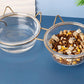 Sparkling Glass Cat Bowl With Elevated Metal Rack - Stylish And Functional Pet Feeder
