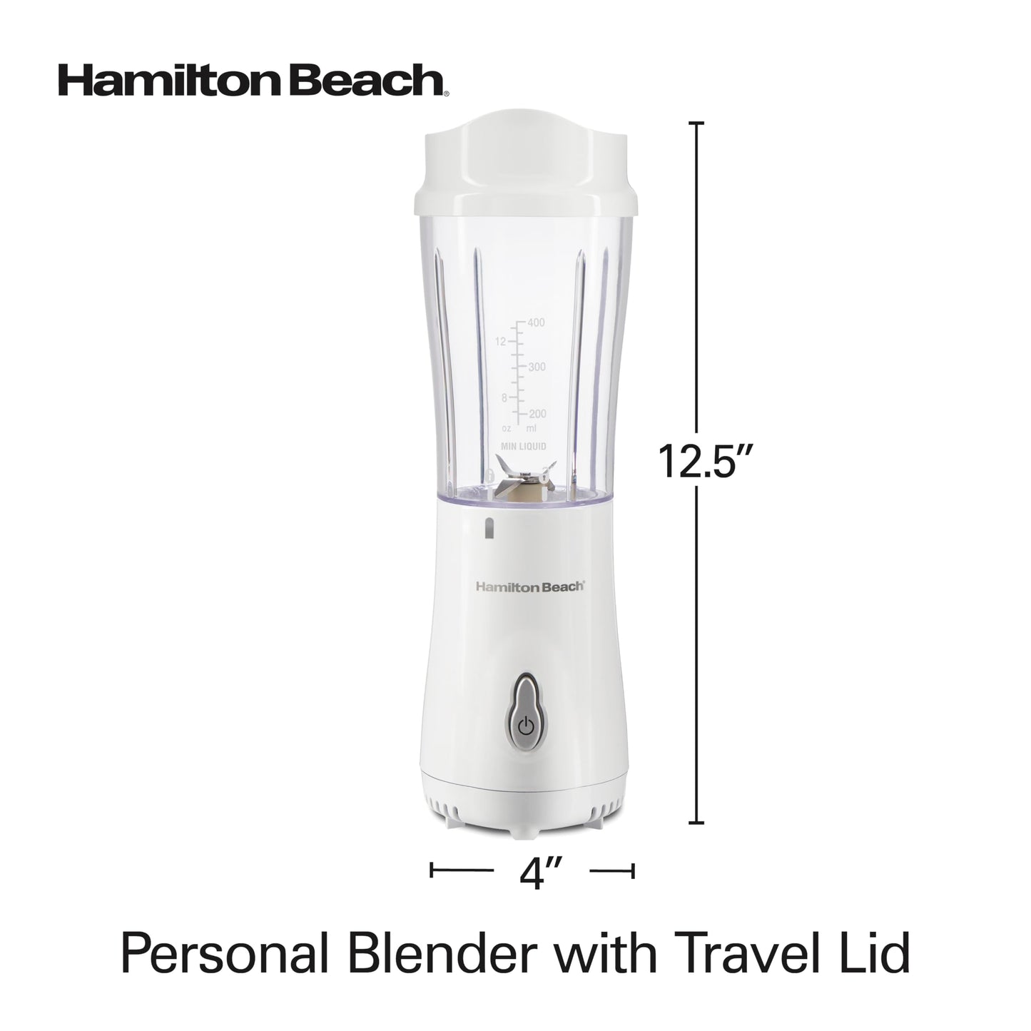 Hamilton Beach Portable Blender for Shakes and Smoothies, 14 Oz BPA Free Travel Cup & Lid, Durable Stainless Steel Blades, Personal Smoothie Blender, Coral (51171)