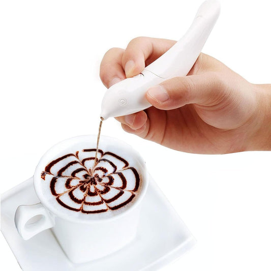 Spice Pen for Electrical Coffee Art for Latter & Food,DIY a Variety of Special Creative Pattern with All Natural Materials-Coffee Grounds, Cocoa Powder, Ground Sugar (White)