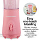 Hamilton Beach Portable Blender for Shakes and Smoothies, 14 Oz BPA Free Travel Cup & Lid, Durable Stainless Steel Blades, Personal Smoothie Blender, Coral (51171)