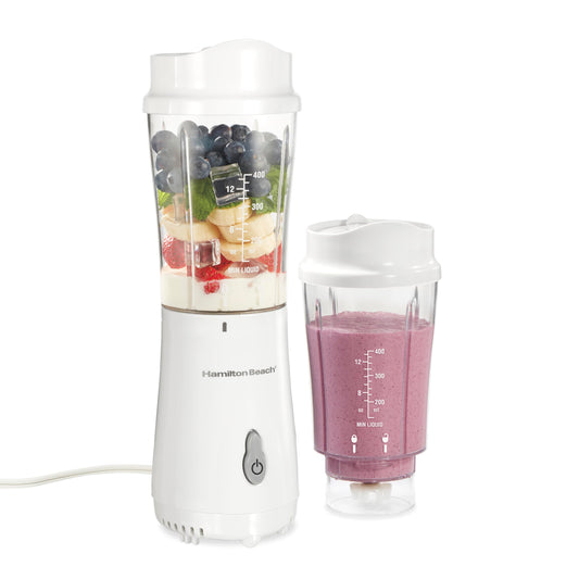 Hamilton Beach Portable Blender for Shakes and Smoothies, 14 Oz BPA Free Travel Cup & Lid, Durable Stainless Steel Blades, Personal Smoothie Blender, Coral (51171)