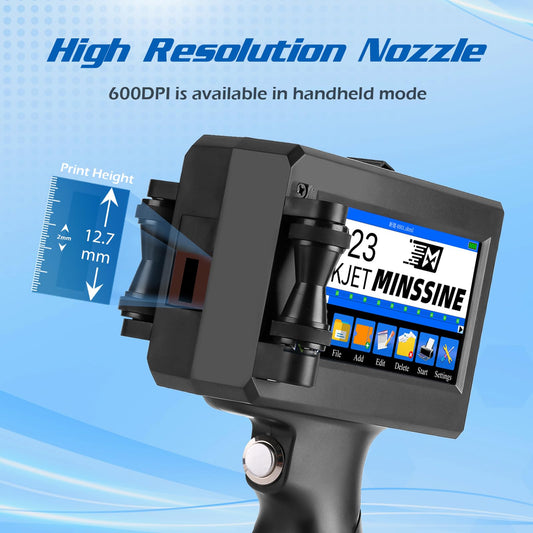 Handheld Inkjet Printer Gun MS-Z10 with 42ml Quick-Drying Ink Cartridge Portable Handheld Printer for Text/Barcode/Logo/QRCode/Counter/Batch Number/Date Coder(Printing Height: 0.08-0.5Inch)
