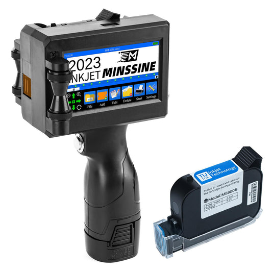 Handheld Inkjet Printer Gun MS-Z10 with 42ml Quick-Drying Ink Cartridge Portable Handheld Printer for Text/Barcode/Logo/QRCode/Counter/Batch Number/Date Coder(Printing Height: 0.08-0.5Inch)