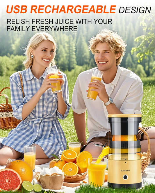 Electric Citrus Juicer Rechargeable - Electric Juicer Machines with USB and Cleaning Brush Portable Compact Juicer for Orange, Lemon, Limes