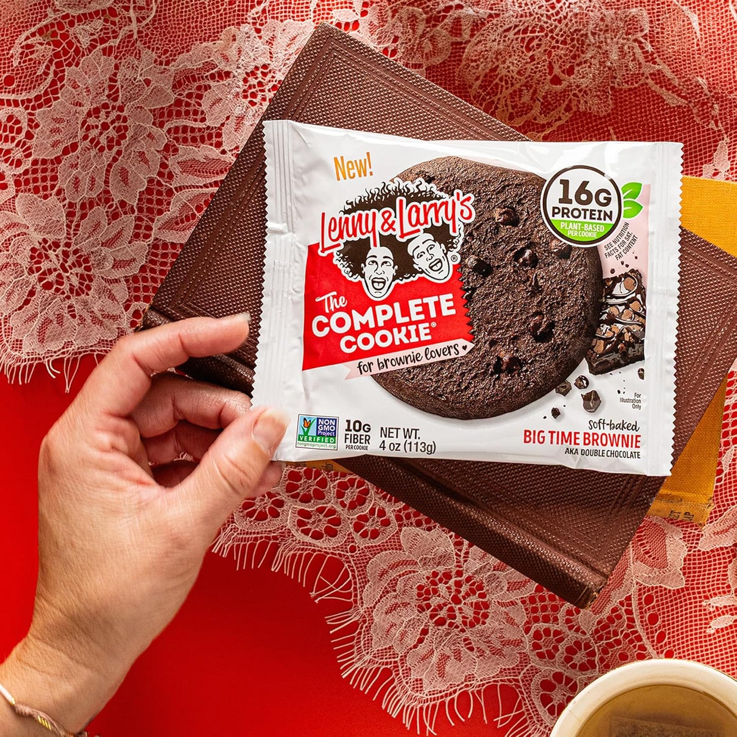 Lenny & Larry's The Complete Cookie, Big Time Brownie, Soft Baked, 16g Plant Protein, Vegan, Non-GMO, 4 Ounce Cookie (Pack of 12)
