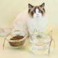 Sparkling Glass Cat Bowl With Elevated Metal Rack - Stylish And Functional Pet Feeder