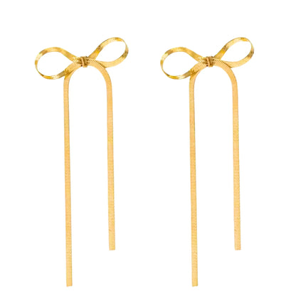 Golden Bow Knot Drop & Dangle Earrings